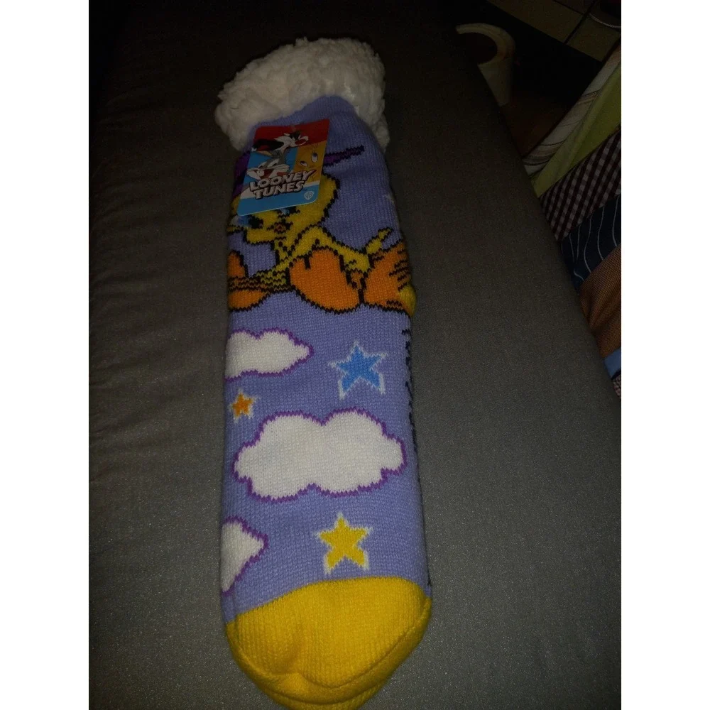 Looney Tunes TWEETY Halloween Sherpa Lined Non-Slip Socks One Size WARNER BROS